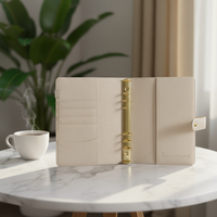 Portefeuille personnel en cuir PU, organiseur de carnet avec anneaux métalliques, emplacements pour cartes, planificateur quotidien, classeur en cuir pour le bureau et l'école