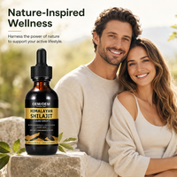 Gouttes liquides de Shilajit de l'Himalaya à marque privée OEM, extrait de résine minérale, complément alimentaire, formule personnalisée, vente en gros, usine, 60 ml