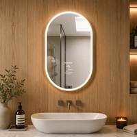 Miroir de salle de bain intelligent à LED Racetrack, 450x900 600x1000mm, interrupteur à capteur de mouvement, cadre en acrylique transparent, étanche IP44