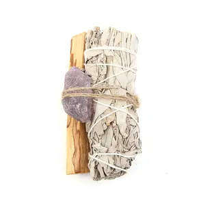 Wholesale Bulk California White Sage And Palo Santo Smudge Stick With Crystals