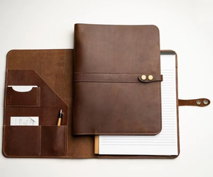 Portafolio de Presentación de Cuero Genuino, Organizador de Currículum, Portafolio para Entrevistas, Carpeta de Documentos, Logotipo Personalizado OEM/ODM - Product Image 1