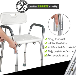 Chaise de bain rétractable réglable en hauteur en alliage d'aluminium durable et antidérapante <span class=keywords><strong>pour</strong></span> personnes âgées et femmes enceintes - Product Image 5