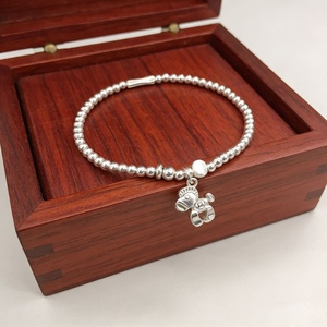 <b>Silver</b> <b>Bead</b> Bracelet 925 Sterling <b>Silver</b> Animal Charm Pearl Women's Gift Jewelry - Product Image 4