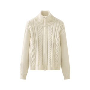 Cárdigan de <span class=keywords><strong>Punto</strong></span> V-times China 2025 para <span class=keywords><strong>Mujer</strong></span> Estilo Retro con Cuello Alto, Torsiones y Doble Cremallera, <span class=keywords><strong>Chaqueta</strong></span> Suelta de Otoño Estilo Coreano - Product Image 2