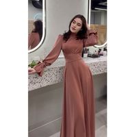 Robe longue en satin pour femme, manches évasées, ceinture, Abaya, pour l'Aïd, le Ramadan, l'Islam, Elbise, Robe longue unie pour soirée
