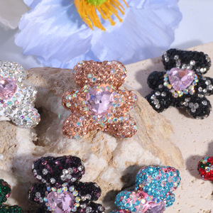 Ciondoli a Forma di Orso con Strass Luccicanti, Decorazioni a Cuore, Perline con Foro per Accessori Fai-da-Te, Custodie per Cellulari, Portachiavi - Product Image 3