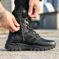 Bottes d'entraînement en cuir véritable pour hommes, semelle extérieure antidérapante, matériau de qualité tactique