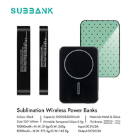 Chargeur sans fil magnétique portable Subbank avec logo personnalisé, transfert thermique, pour verre, 15W, batterie externe rapide 5000/10000 mAh