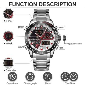 Reloj de Pulsera Naviforce 9171 NF9171 Original de Marca, Resistente al Agua, con Manecillas Luminosas, Cuarzo, Pantalla Digital Doble para Hombre - Product Image 5