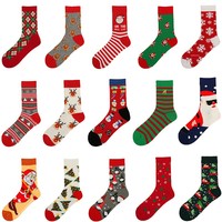 Chaussettes mi-mollet de Noël hivernales à motifs de dessins animés, respirantes, mignonnes, pour femmes et hommes, cadeau festif, vente en gros, en fibre de polyester
