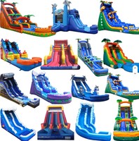 Toboggan aquatique gonflable rose sur mesure en PVC double voie, grand format, durable, avec grande piscine, prix usine