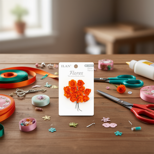 ILAN Fiori Artificiali 20mm 12 Pezzi Rose Arancioni per Artigianato e Decorazione - Product Image 2