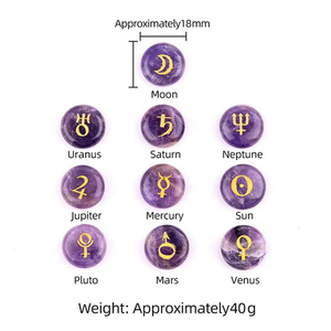 Juego de 10 nuevas tallas de Chakra de cristal Natural piedra de cuarzo semipreciosa sistema Solar <span class=keywords><strong>planeta</strong></span> símbolo adornos para muebles - Product Image 5