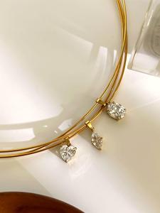 Collana Girocollo Trendy Placcata Oro 18K con Pendenti in Zirconia Cubica 4A, Gioielli in Acciaio Inossidabile Resistenti all'Ossidazione e Impermeabili - Product Image 6