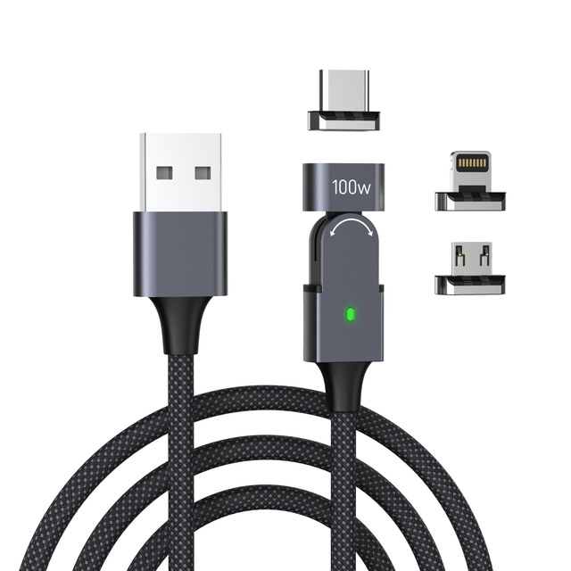 Factory Stock 100W PD Charge 180 Degree Rotating Magnetic Data Cable 30W 60W Fast Charging for IOS Mobile Phones Computers