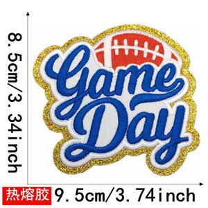 ZSY Selbst klebende Gold Glitter Stickerei <span class=keywords><strong>Patch</strong></span> Aufbügeln Game Day Dekor für Kleidung Hüte & Geschenke Mit Stoff Filz Materialien - Product Image 5
