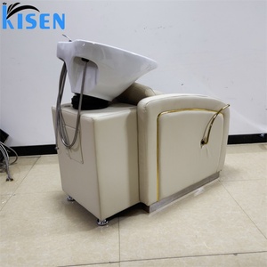 Sillón de Champú de Lujo Kisen con Reposapiés Ajustable, Cuero PU, Lavabo de Cerámica - Beige/Negro/Blanco/Naranja - Para Uso en Hoteles y Gimnasios - Product Image 6