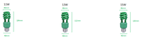 Ampoules LED CFL Demi-Spirale Colorées 11W 13W 15W Économiques pour Décoration de Fêtes à Domicile, Lumière Verte OEM