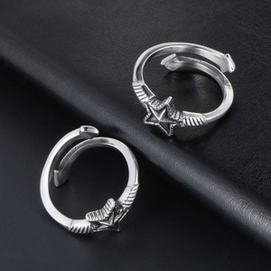 Bague étoile à cinq branches ouverte unisexe pour l'index SA982, bijou rétro en métal, cadeau - Product Image 4