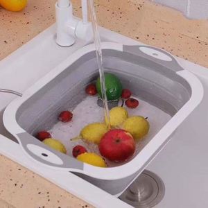 Multifunctional Folding Plastic Cutting Board <b>Sink</b> New Home Kitchen Supplies Vegetable Washing Basin Drainage <b>Basket</b> - Product Image 3