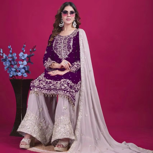 Nueva Colección de Diseñador, Salwar Kameez Indio Tradicional, de Georgette Sintética Pesada, Bordado, de Secado Rápido, Completamente Cosido, para Fiestas - Product Image 1