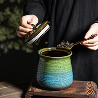 Bocal de rangement pour thé en céramique grande capacité 1,2 L/42 oz avec joint d'étanchéité, design moderne et minimaliste, glaçure transformée au four, pour la cuisine