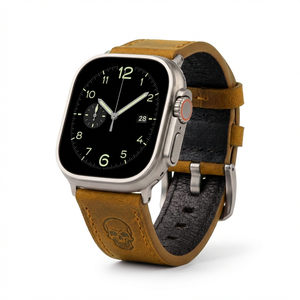 Cinturino Vintage Rebel Skull in Vera Pelle per IWatch 49mm 45mm 44mm 42mm, Cinturino Artigianale Premium in Pelle Bovina - Product Image 1