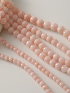 ลูกปัดกลมสีชมพูธรรมชาติจากหินแคลเซโดนีสีชมพูเชอร์รี่บลอสซัม สำหรับทำเครื่องประดับ DIY เช่น สร้อยข้อมือ สร้อยคอ และอุปกรณ์ตกแต่งเครื่องประดับ - Product Image 2