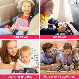 Juego de libros de dibujo mágico borrable para niños reutilizable 6 páginas lápiz de acuarela cuaderno de bocetos 6 lápices viaje por carretera juego de coche escritura - Product Image 6