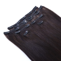 Extensions à clips 100% cheveux humains indiens, lisses naturels, Remy, à trame unique, teints, ensemble complet pour la tête RUISI CL-005