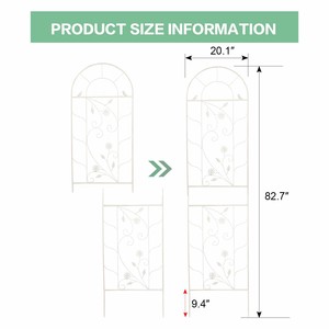 Lot de 2 treillis de jardin en métal blanc crème 71\" x 19.7\" antirouille pour plantes grimpantes, support pour fleurs d'extérieur, clôture et portail - Product Image 6