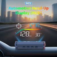 Projecteur de pare-brise universel pour voiture 2026 HUD M25 grand écran OBD2 GPS Plug & Play Compteur de vitesse Horloge Jauge de consommation de carburant
