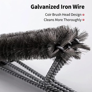Brosse de nettoyage pour barbecue en acier inoxydable avec grattoir, double tête, long manche, pour grils à charbon et à gaz - Product Image 2