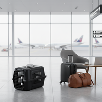 Cage de transport pour animaux de compagnie approuvée par les compagnies aériennes, boîte de transport en plastique pour animaux de compagnie, cage de transport portable pour chiens et chats, maison de voyage respirante