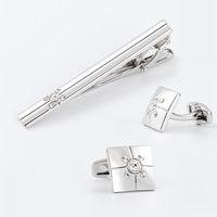 Ensemble de boutons de manchette et pince à cravate en strass tendance pour homme, accessoires de chemise française, cadeau de bijoux pour fête d'anniversaire