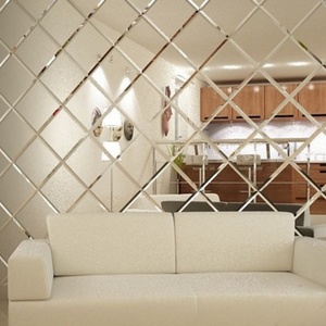 Most Popular in 2024 Double Coating Beveled Edge Polished <b>Silver</b> <b>Mirror</b> Tile for Wall - Product Image 4