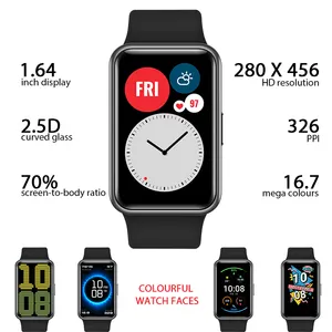 Küresel sürüm HUAWEI saat FIT akıllı saat 1.64 ''AMOLED kan oksijen 24 saat nabız monitörü Smartwatch için