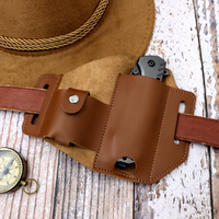 Pochette de ceinture tactique pour homme de 7 pouces, porte-couteau, boussole, en cuir PU, étanche, style vintage, porte-outils EDC, porte-lampe torche, pour le jardin
