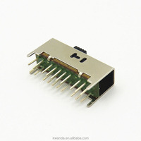 Micro 4p4t Mini interrupteur vertical marche-arrêt Double rangée 20 broches interrupteur à glissière électrique à Angle droit placage argent 0.3A 50V DC