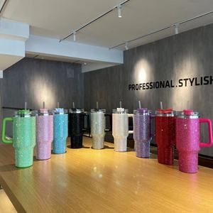 स्फटिक ब्लिंग जड़ित फुल रैप ब्लिंग 40 ऑउंस स्फटिक टम्बलर हैंडल ब्लिंग के साथ 40 ऑउंस स्ट्रॉ मग हैंडल ढक्कन के साथ - Product Image 3