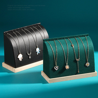 FF2398 bijouterie magasins affichage photographie accessoires chaîne porte-collier velours PU cuir organisateur bois collier présentoir