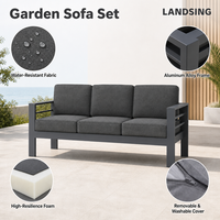 Ensemble de canapés d'extérieur en aluminium, directement de l'usine, avec coussins de 12 cm pour jardin, terrasse, ensemble de canapé et table basse d'extérieur