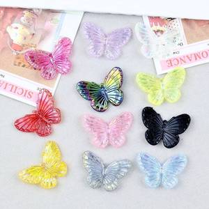 Holographic Electroplated Butterfly Acrylic Charms DIY Hair Clip Earring Pendant Phone Case Cream <b>Glue</b> Material Pack 12 Colors - Product Image 1