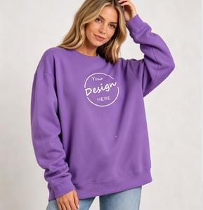 Sudadera con capucha de algodón polar al por mayor, cuello redondo, ajuste holgado informal, lisa, con logo personalizado, extragrande, para mujer, con estampado gráfico - Product Image 4