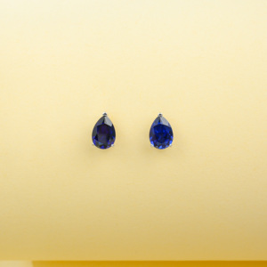 Pear Cut Lab Created Sapphire <b>Stud</b> Earrings S925 <b>Silver</b> - Product Image 5