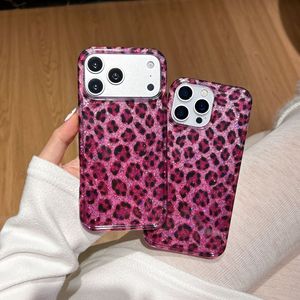 Funda para iPhone 16 Pro Max/17, 14/15 con Estampado de Leopardo Fucsia Estilo Europeo y Americano, Sensación Premium - Product Image 1