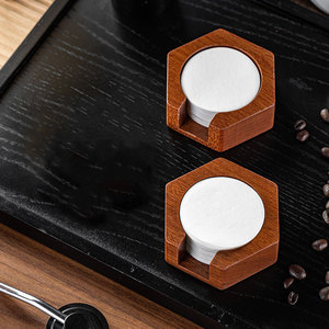 Support en bois pour filtres à café Chef Season Show, boîte de rangement hexagonale pour filtres à café pour expresso, cafetières Moka, bars et cafés - Product Image 3