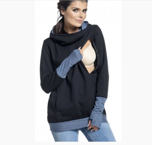 Sweatshirts et sweats à capuche pour femmes enceintes et allaitantes, grande taille, col rond, avec poches latérales - Product Image 2