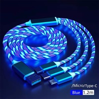 Cable de Carga Rápida 3 en 1 USB Tipo-C Micro USB 2.4A de Alta Calidad, Material de PVC, Conductor de Cobre Puro para Auriculares y Bancos de Energía
