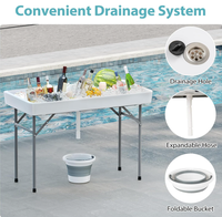 Table pliante portable de 4 pieds avec évier pour camping en plein air pique-nique fête sur glace
